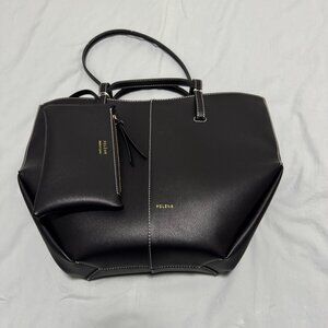 POLENE Cyme Edition Textured Black with Ecru Stitching